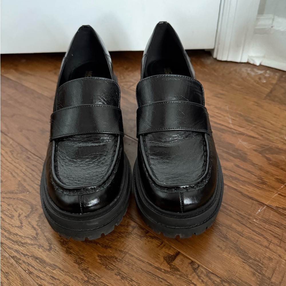 Black Michael Kors Platform Leather Loafers